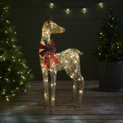 Gold Glitter Reindeer With LED Lights