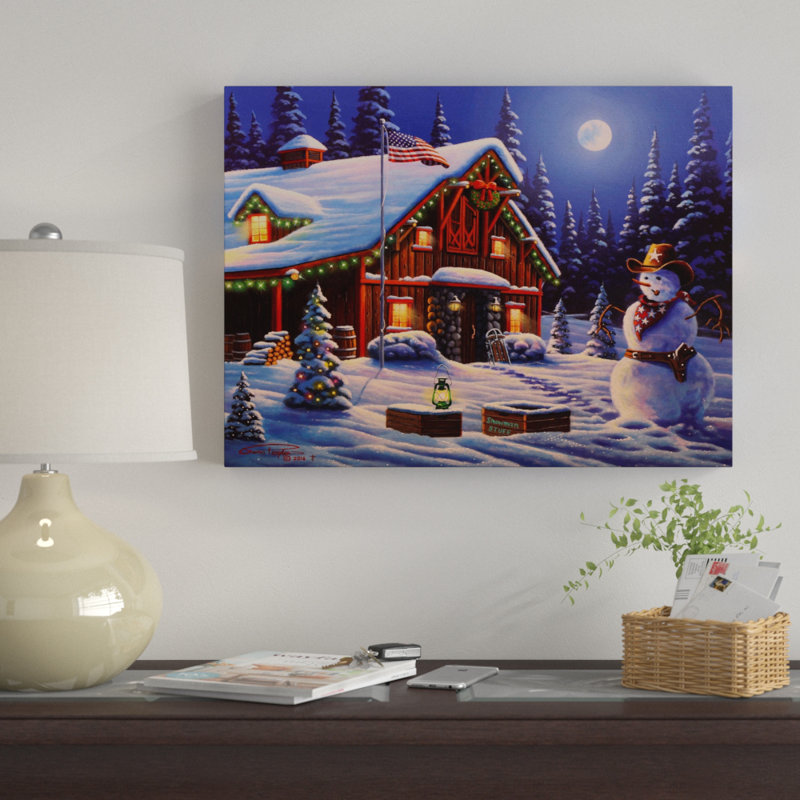 « cowboy christmas », reproduction d’impression sur toile tendue, H 24 po x l 32 po