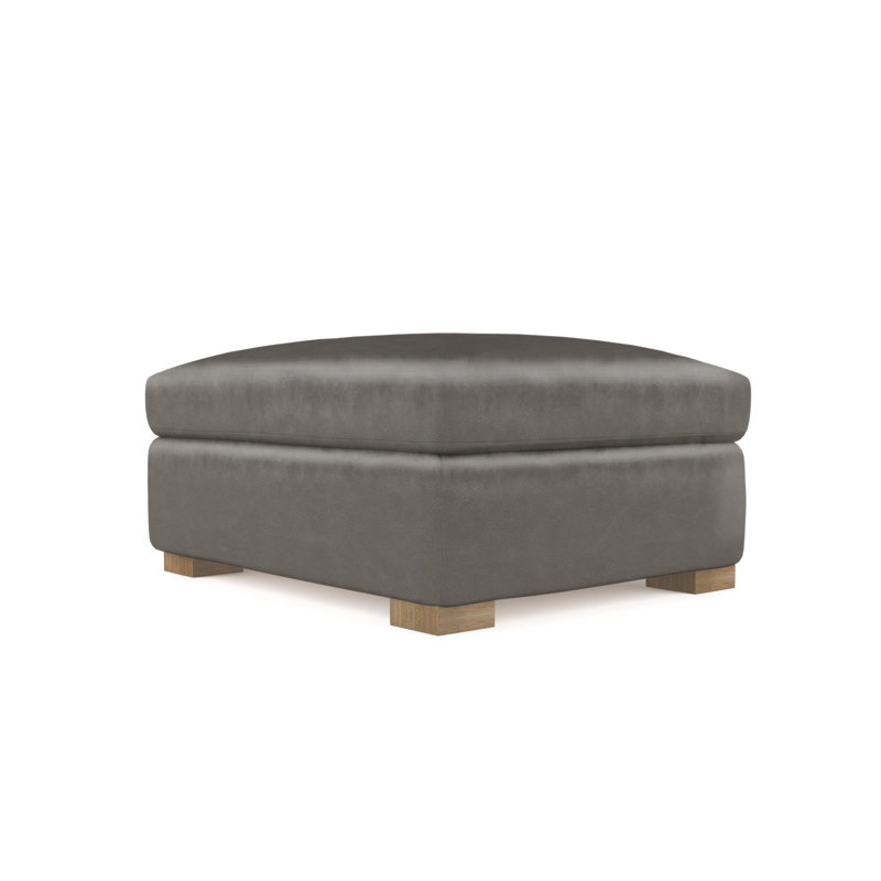 Horatio Upholstered Ottoman, Weathered, Vintage Leather Pumice