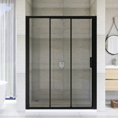 56"-60" W X70 H Aluminum Framed Sliding Shower Door In Matte Black Finish