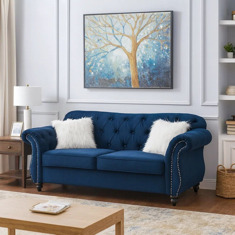 Arlo 77'' Velvet Loveseat, Blue