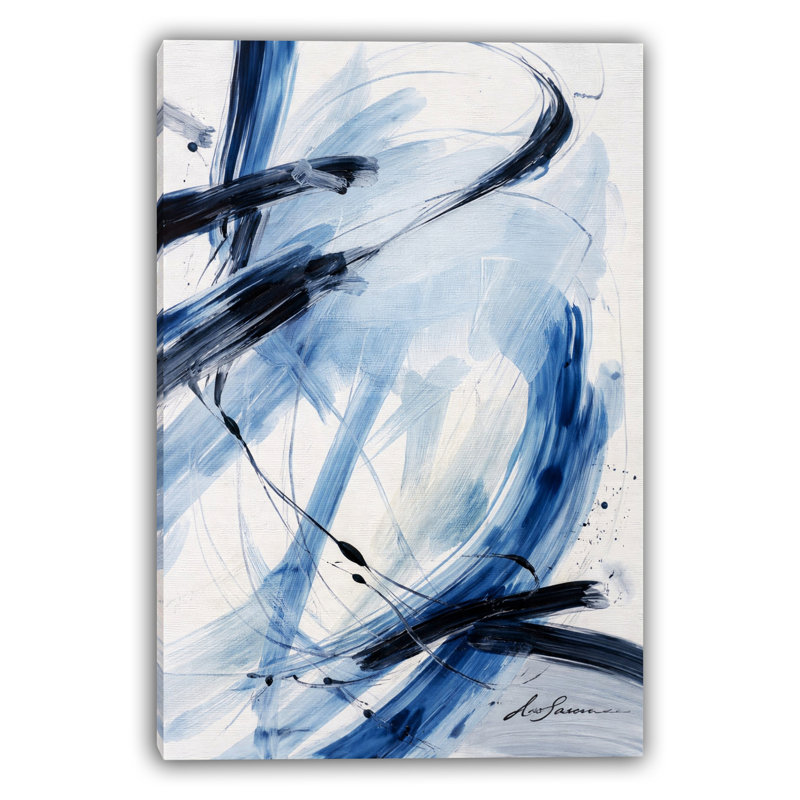 Art mural sur toile indigo, L 16 po x H 24 po x P 1,5 po