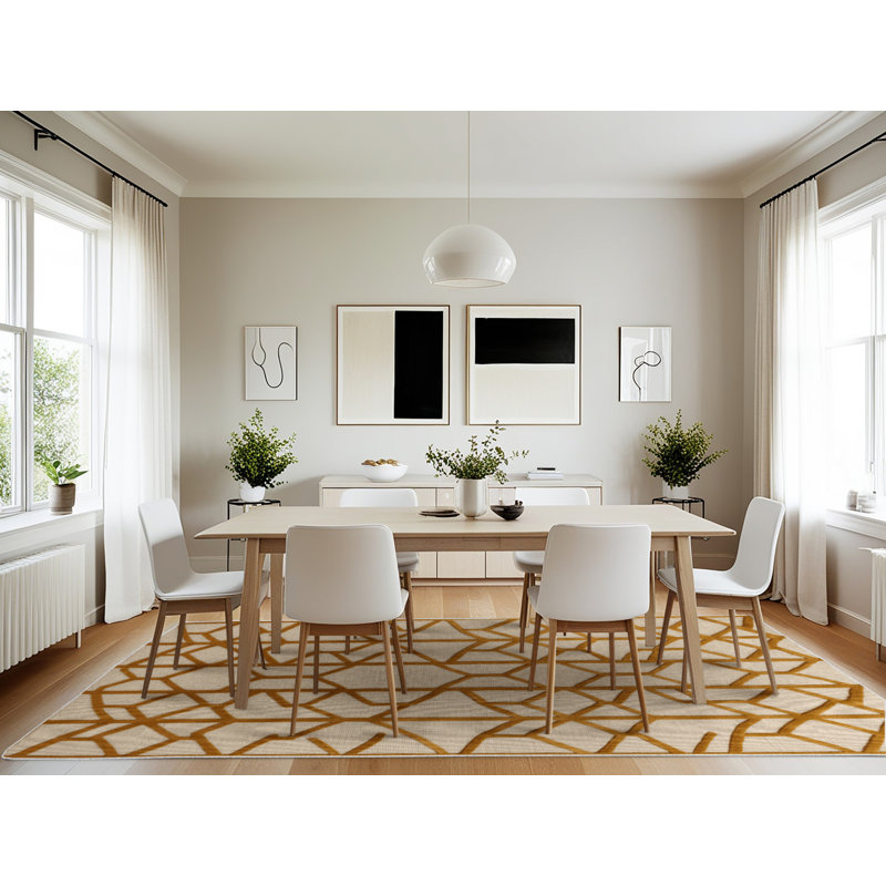 Machine Washable Trellis Beige Area Rug, Rectangle 7' x 10'