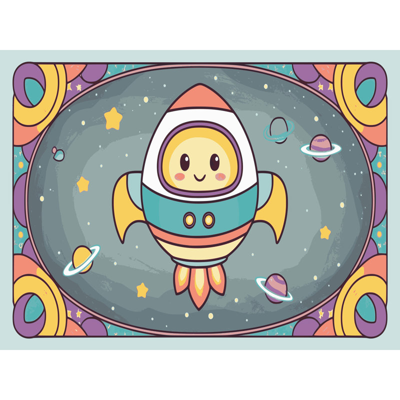 Tapis pour enfants astronautes Areonna, Rectangulaire 2 pi x 3 pi