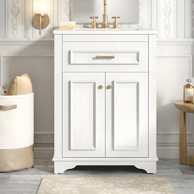 Meuble-lavabo de 24 po avec lavabo en céramique et rangement polyvalent