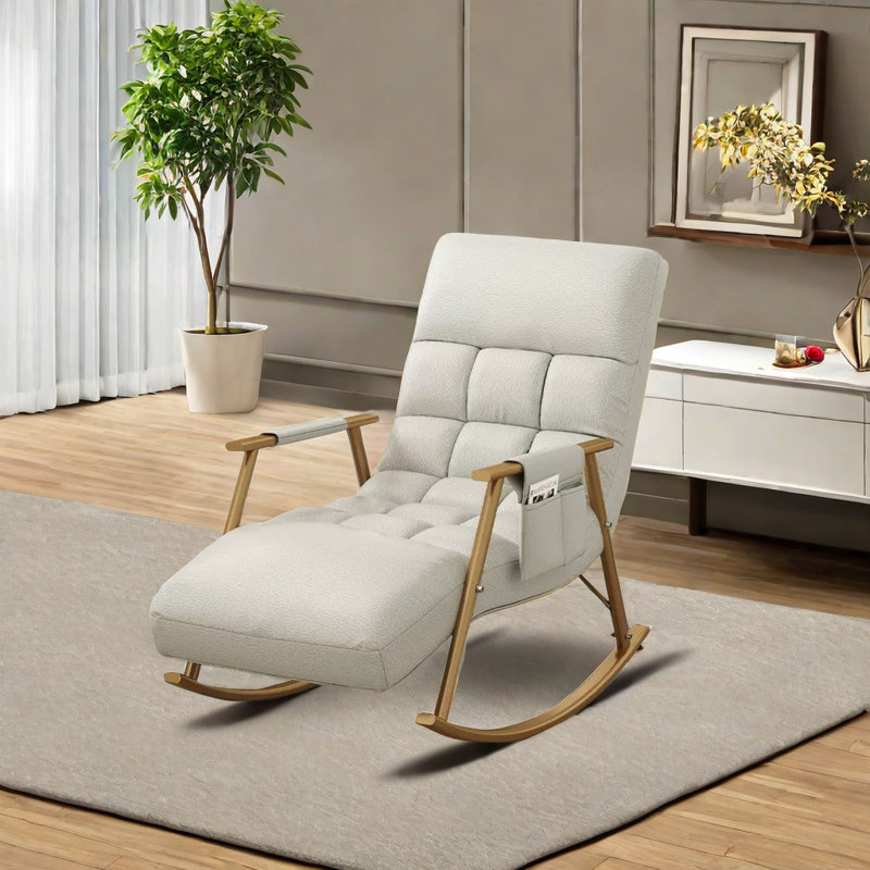 Chaise berçante réglable ergonomique en métal, Gris, Or