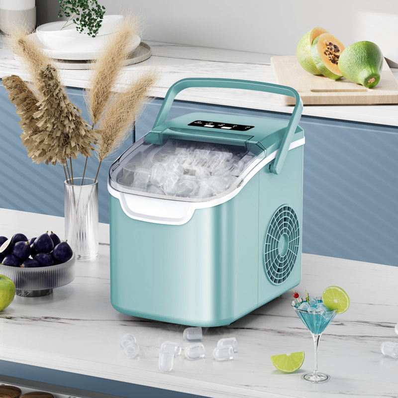 Efficient Portable Countertop Ice Maker: Quick 8-Cube In 6 Mins, Up To 26Lb/Day, 2 Ice Sizes, Perfect For Home/Party/Travel Green