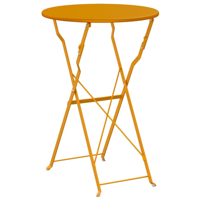 Bistro Table Folding Powder-coated Steel Garden Outdoor Furniture Patio, Mustard