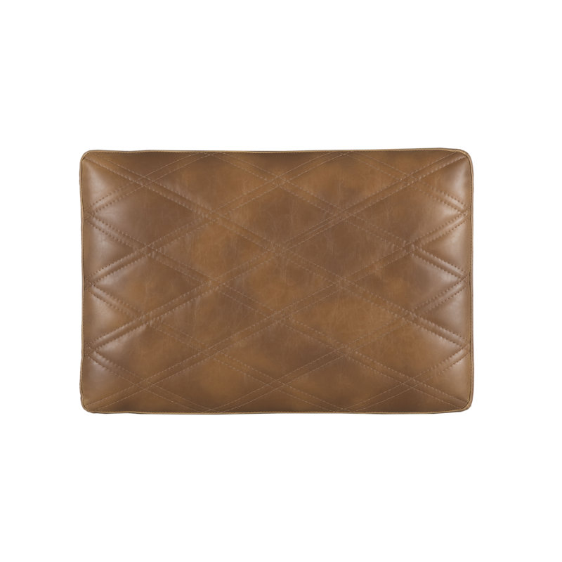 5West Upholstered Accent Stool, Tobacco Tan