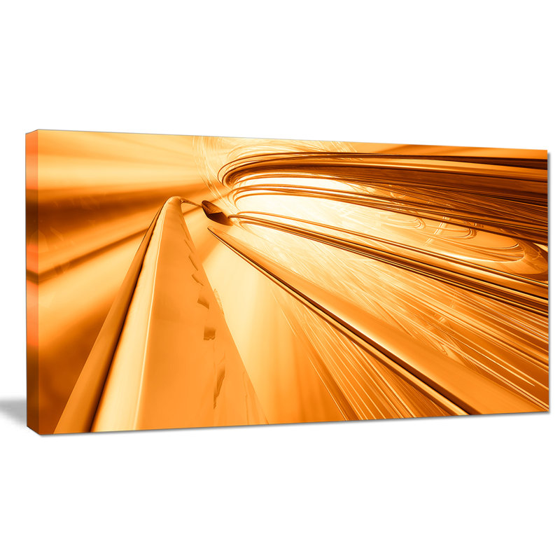 « fractal 3d brown rayures », impression sur toile tendue, H 16 po x l 32 po x P 1 po