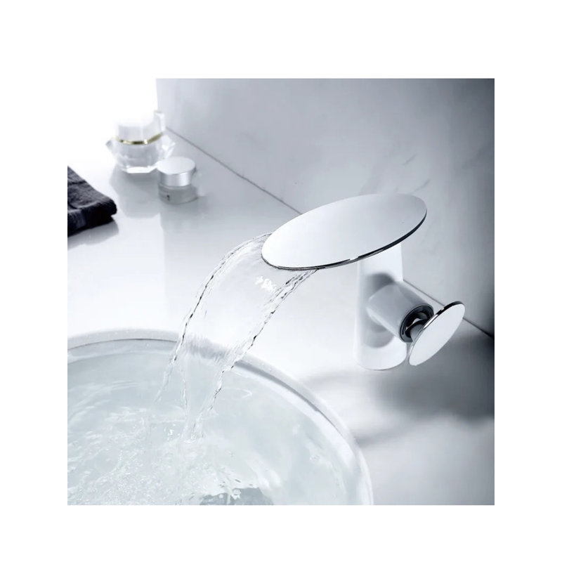 Robinet de salle de bain à un trou, Blanc / Doré