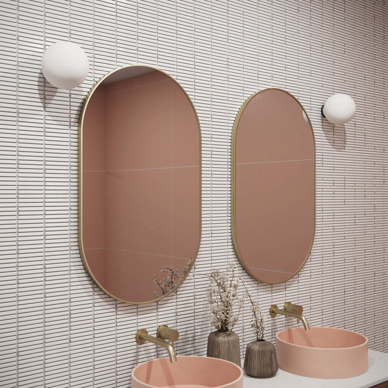Inara Pill Mirror, Satin Brass, 36" x 22"