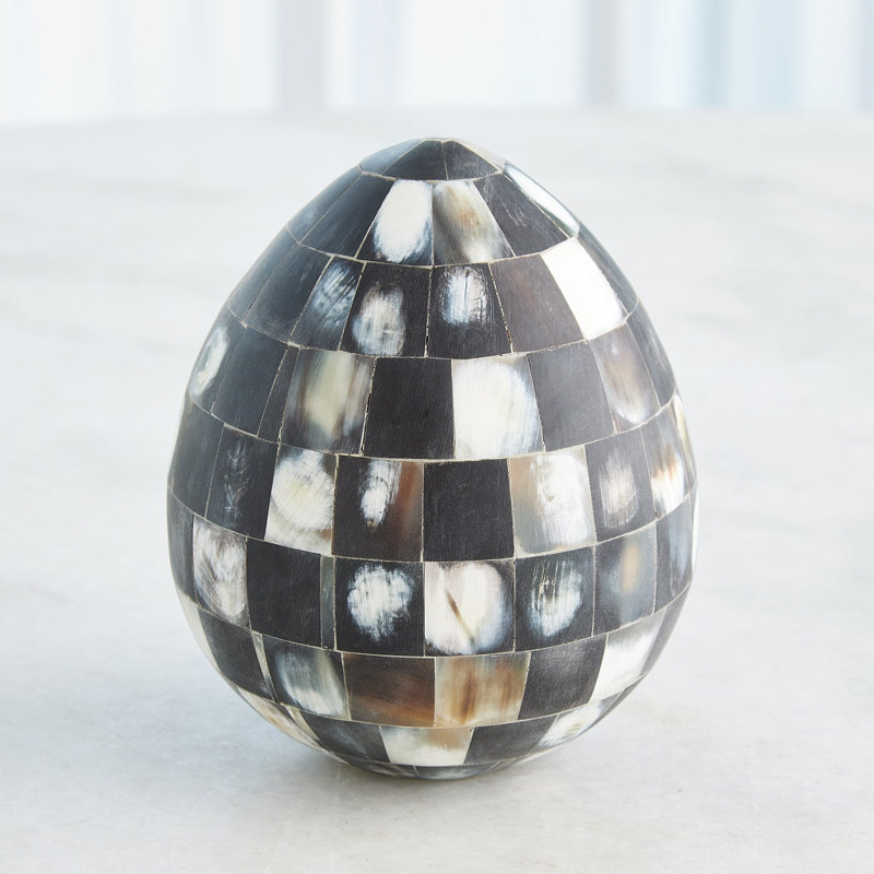 Horn Egg-Black-Med, 6.25" H x 5.25" W x 5.25" D, Black
