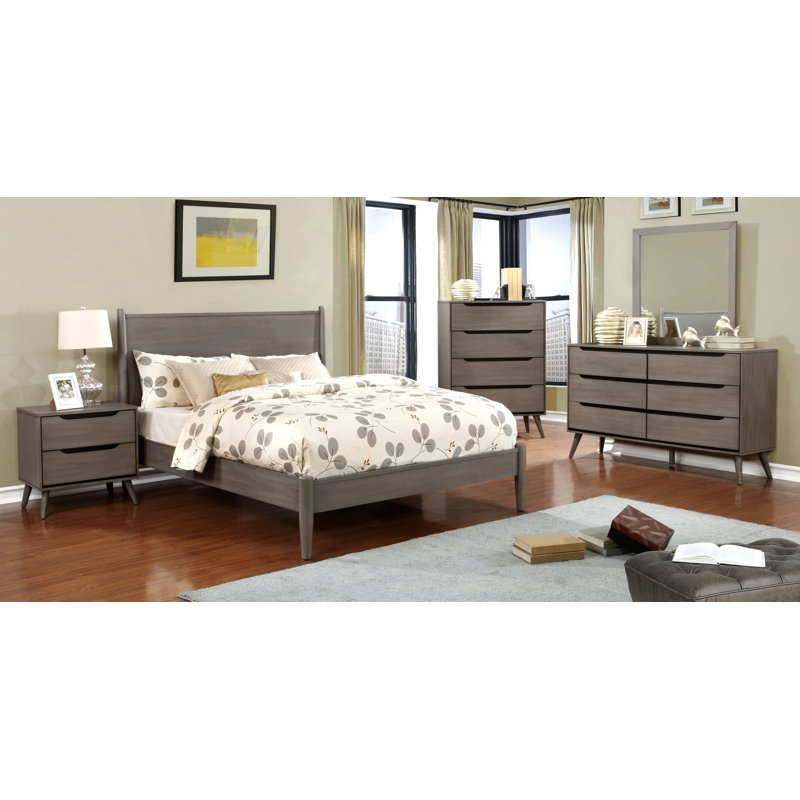 Ensemble de chambre configurable avec lit plateforme Mid-Century moderne Oak Brook
