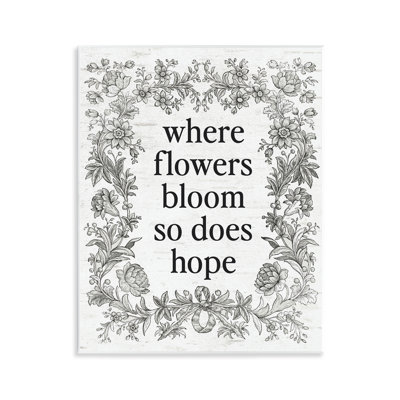 Espoir «Hope Blooms», plaque murale rétro, design par lettré et doublé