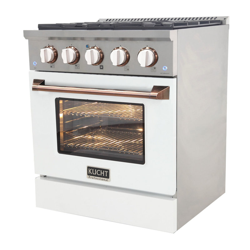 Kucht 30'' W Dual Fuel Free Standing Range, White/Rose Gold, Natural Gas