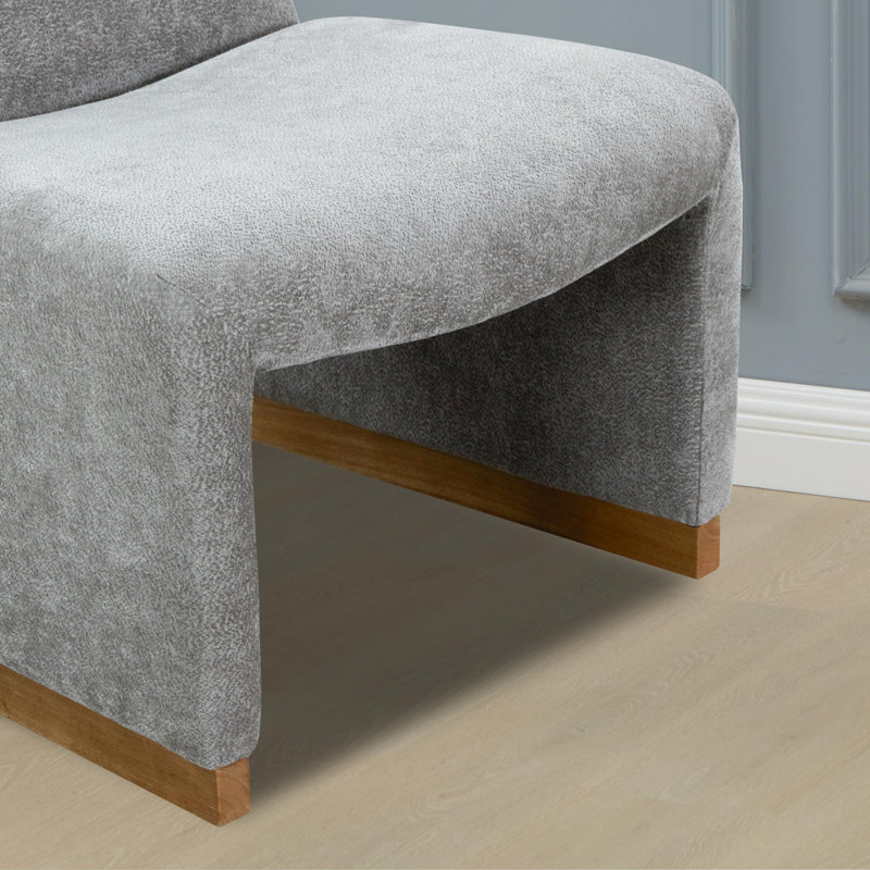 Fauteuil d'appoint de salon en chenille de 24,8 po Fulgenzia, Chenille grise