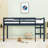 Twin Wood Low Loft Bed With Ladder And Guardrails-1671208095