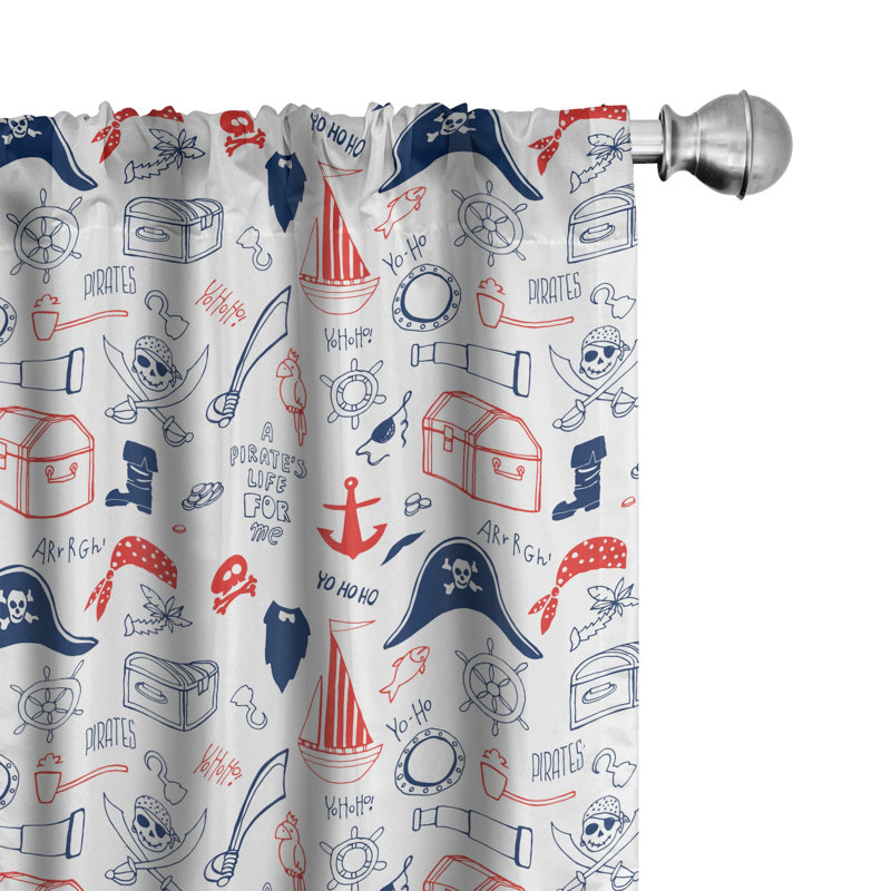 Pirates Semi-Sheer Rod Pocket Curtain Panels, 28" x 95"
