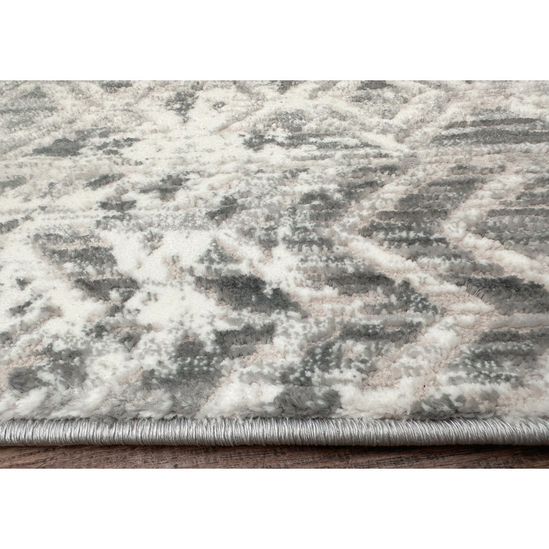  Kainaan 1243 Grey Geometric Area Rug, Rectangle 3'3" x 4'11", Gray