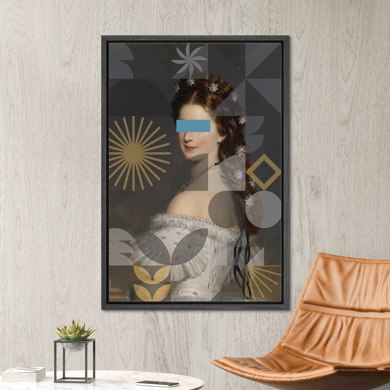 «Portrait Victorian Elegant Women», H 36 po x l 24 po, Cadre flottant noir