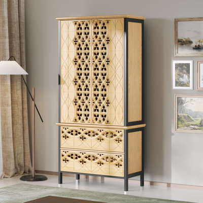 71'' H Storage Bookcase With Carved Doors