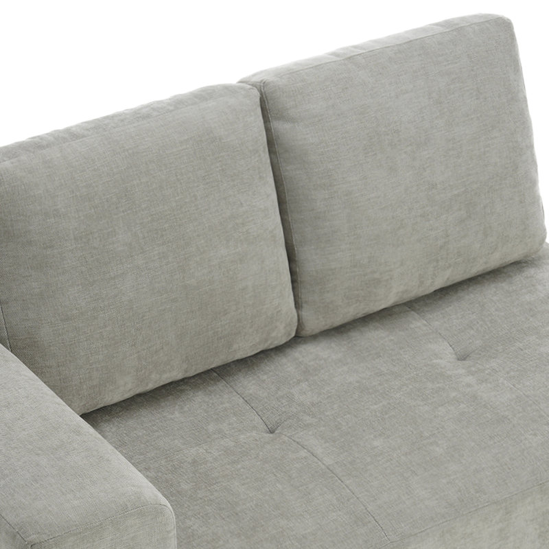 Causeuse modulaire incurvée 2 places avec accoudoir gauche et 2 coussins, rembourré entièrement en mousse, sans assemblage requis