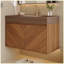 Meuble-lavabo mural moderne 30 po avec lavabo en céramique, finition chêne brun et portes à fermeture en douceur