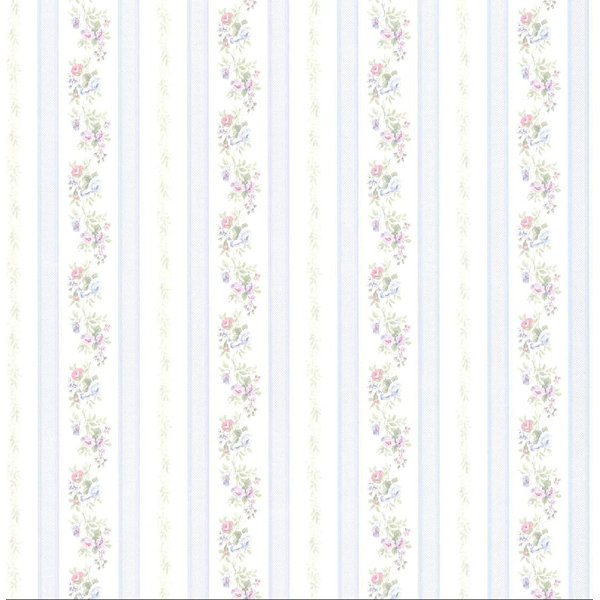 Floral Trail Striped Wallpaper MD29440 by Norwall Wallpaper