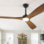 52'' Walnut Ceiling Fan with LED Lights with Remote App Control-88202008-88202009