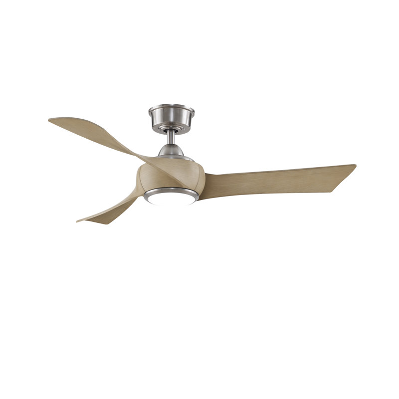 Wrap Custom 48 inch Indoor/Outdoor Ceiling Fan with LED CCT Select Light Kit - Brushed Nickel with Natural blades, Natural