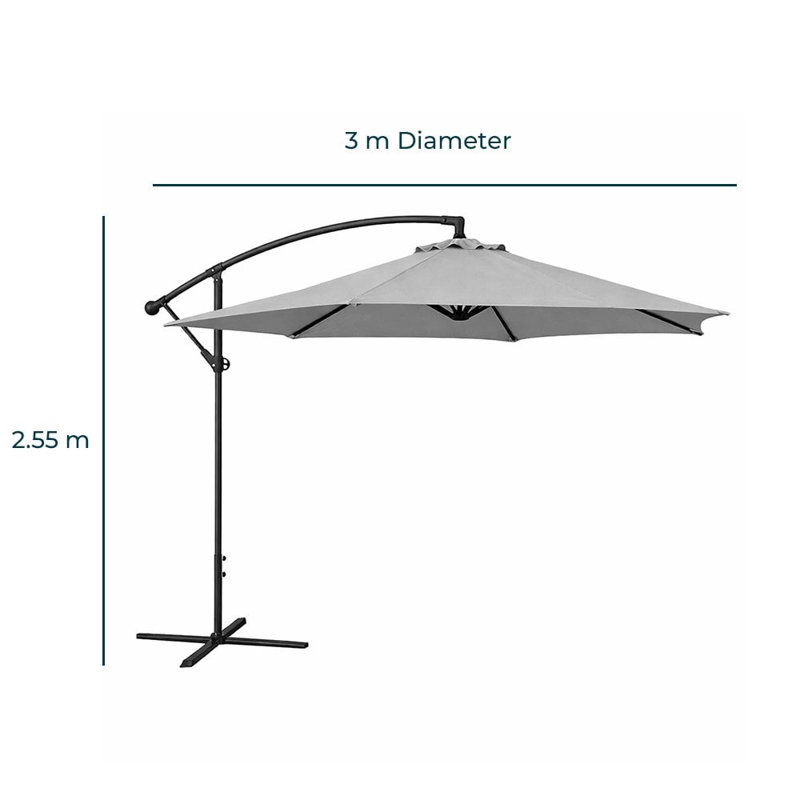 300cm Cantilever Parasol, Grey