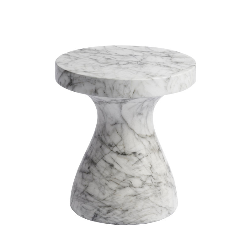 Brockway Concrete Industrial End Table, Faux White Marble