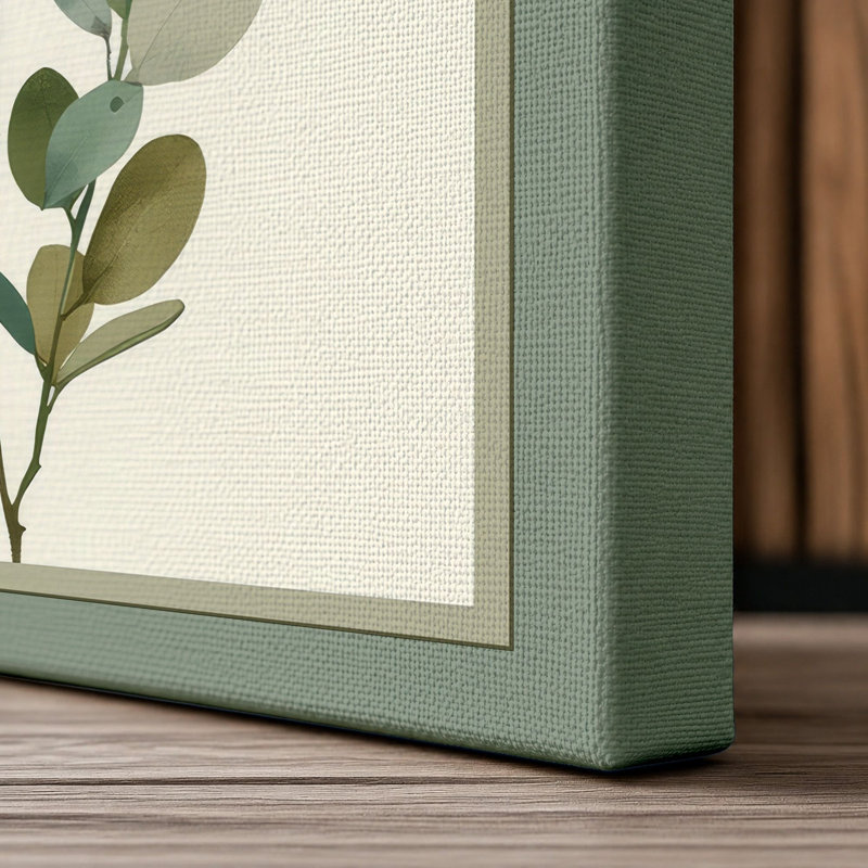 Study in Sage Botanical - Wrapped Canvas, 30x20 - 76.2 x 50.8 cm, Sage Border