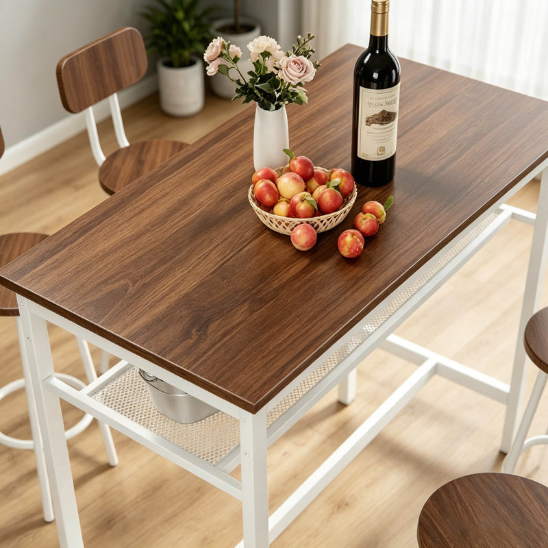 Ensemble de table de bar 5 pièces, ensemble de 4 tables de bar et chaises de cuisine, table de comptoir moderne en métal avec tabourets pour la salle à manger, la table de petit-déjeuner du salon