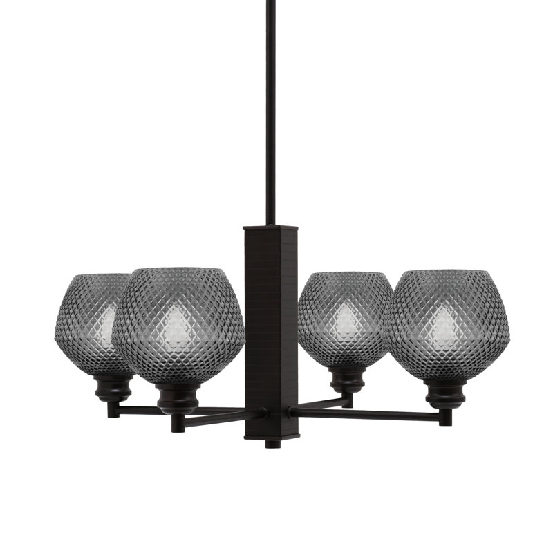 Lustre 4 lumières avec verre Edge 6 "Edge, Espresso, Fumée