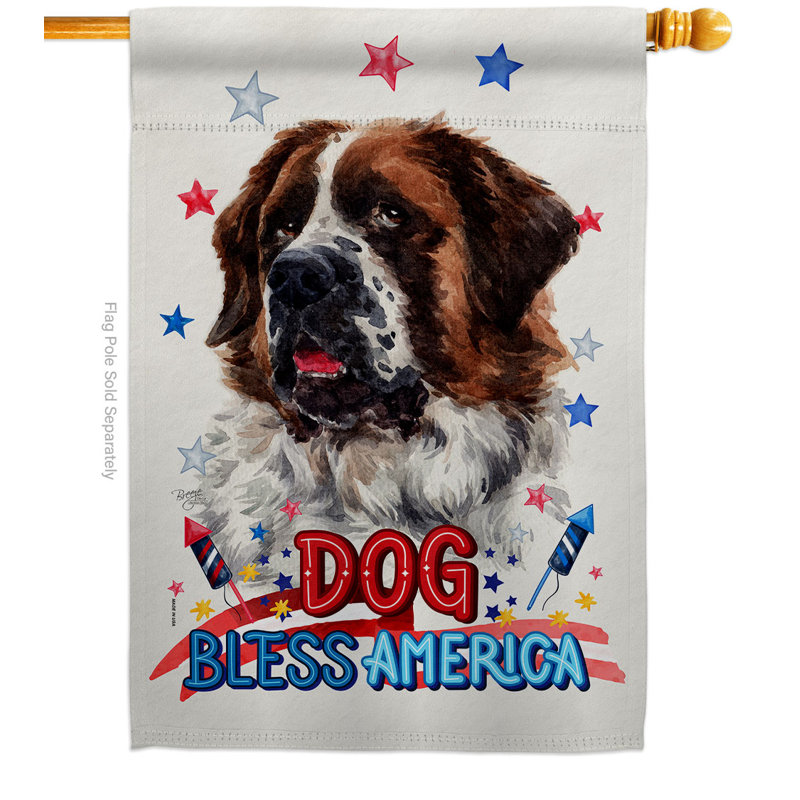 Drapeau de maison 40 x 28 pi Patriotic St Bernard Dog