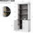 5 Tier Adjustable Bookcase with LED Lights, Roman Column Bookshelf, Open Shelves & Dual-Door Storage Cabinet