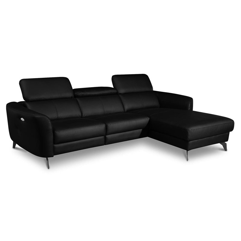 Hales 3 Seater Reclining Corner Sofa , Right Hand Facing, Black