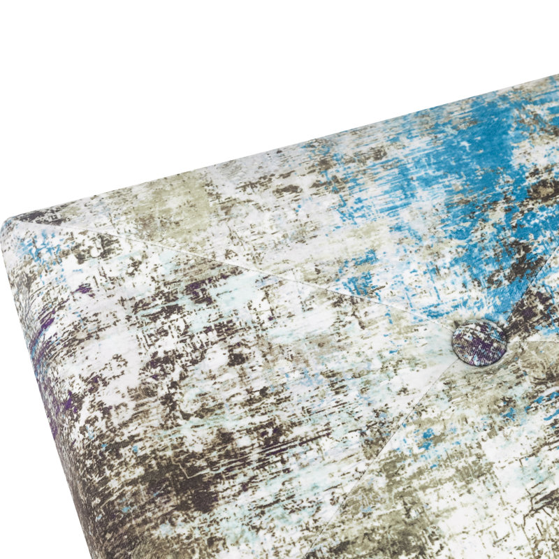 Cebrail Velvet Ottoman, Teal Velvet