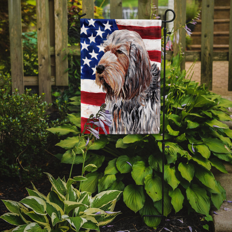 2 côtés en polyester de 2 côtés american drapeau de jardin, Brun chien à loutre