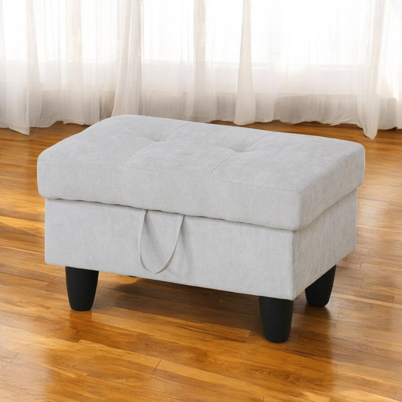 Orella Marlinda 28.5" Wide Upholstered Rectangle Tufted Flip Top Storage Ottoman, Gray Flannel