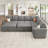 Caren L-shaped Sleeper Sectional Modular Sofa Bed With Storage Seat-115354123