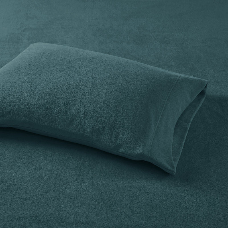 Aqua Twin Microfiber Flannel Plaid Sheet Set