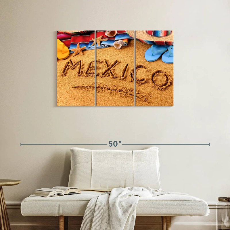 Tergel, Mexique, plage, sable, écriture, H 24 po x l 38 po