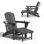Chaise de patio en PEHD pliable avec repose-pieds d'extérieur résistant aux intempéries avec 2 porte-gobelets