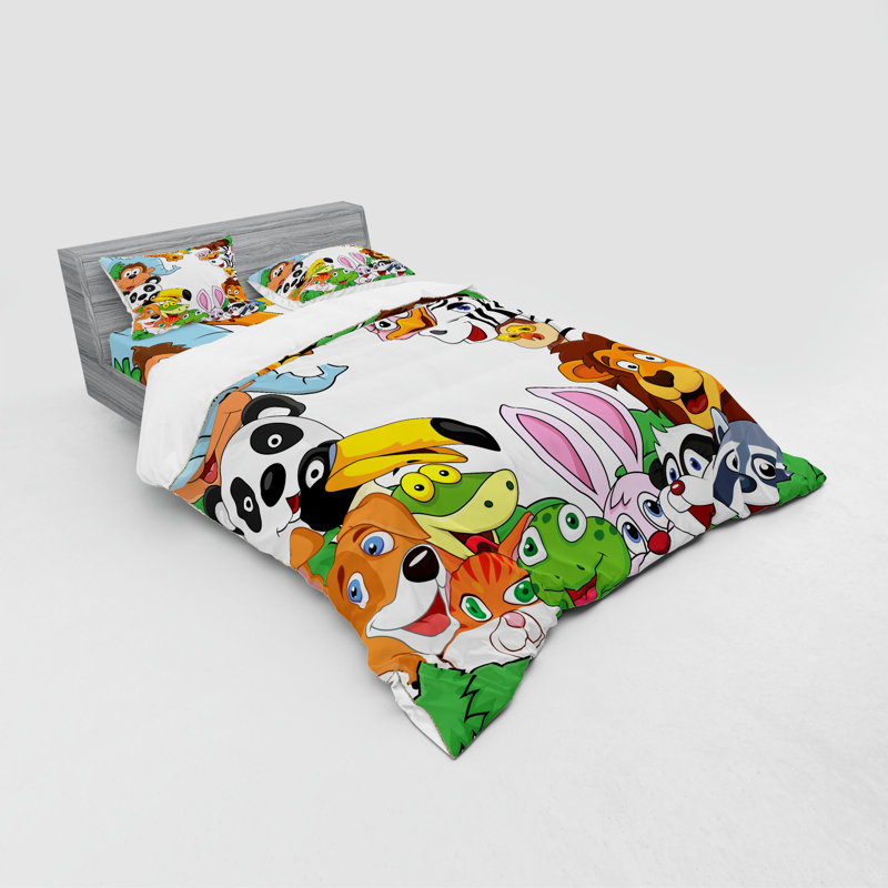 Ensemble de housse de couette en microfibre orange / brun pour chambre de bébé