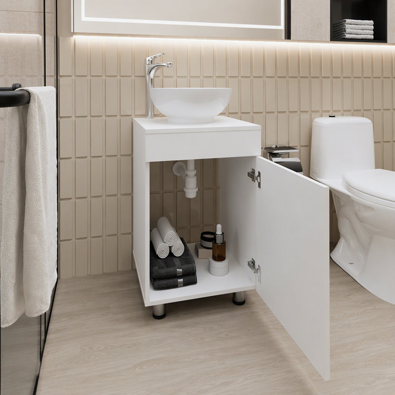 Meuble-lavabo blanc avec lavabo intégré, Blanc