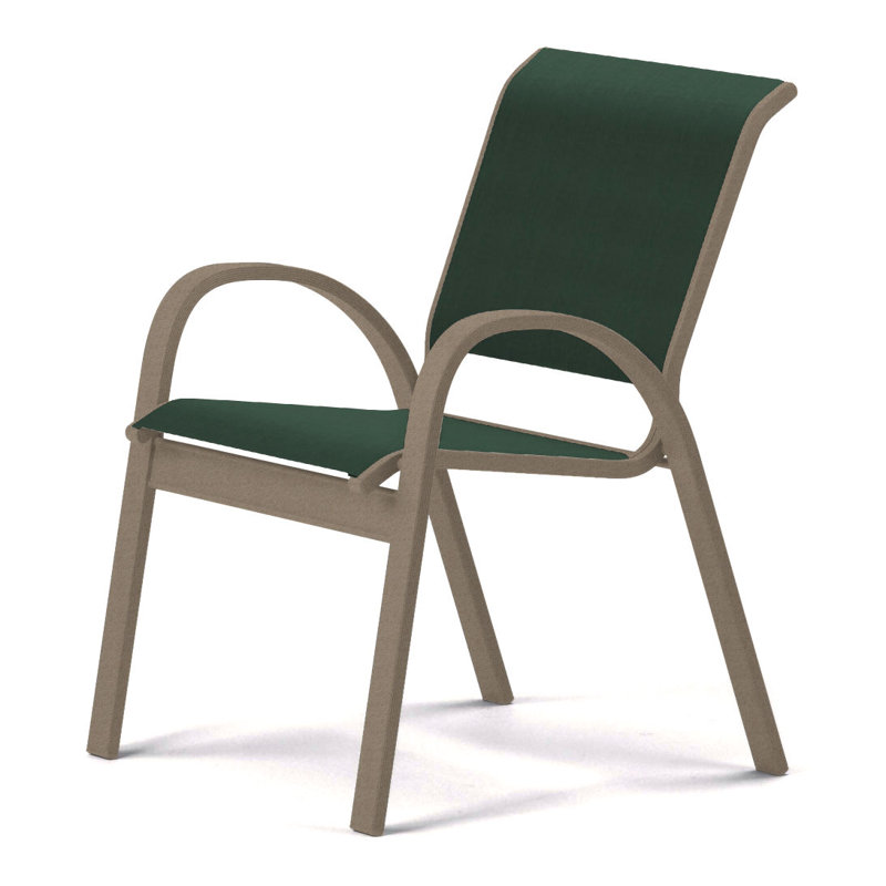 Chaise de patio empilable Hiraku, Vert forêt 22D Sunbrella® vert, Désert texturé