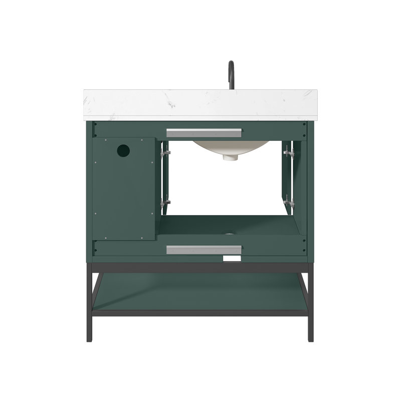 Latitude Run Bova 36 in. Single Bathroom Vanity with Engineered Stone Top, Green